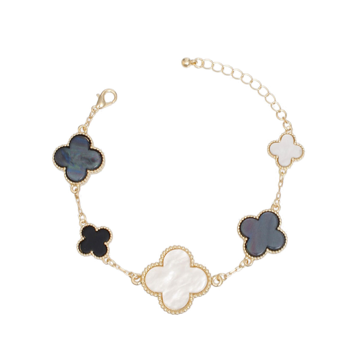 Gold Chain Bracelet with Multi Quatrefoil Clovers