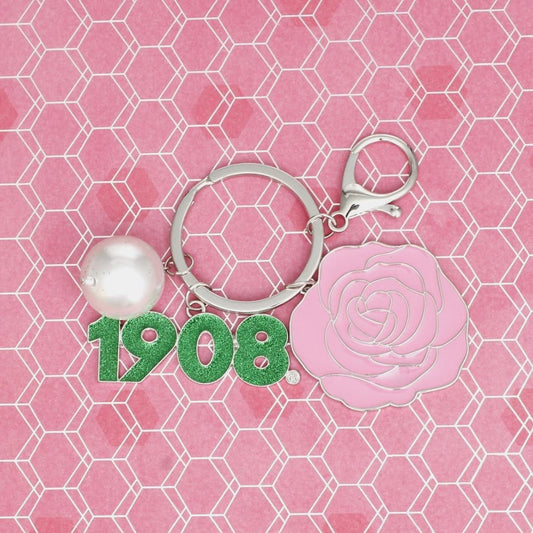 AKA Sorority Flower 1908 Keychain and Bag Clip
