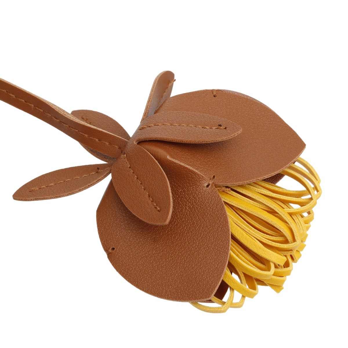 Bag Charm Brown Leather Flower Long Bag Accessory