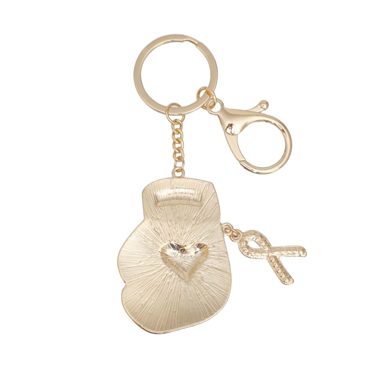 Breast Cancer Keychain Gold Pink Boxing Glove