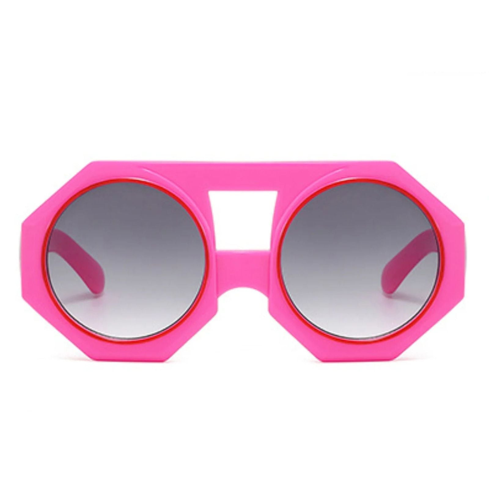 Sunglasses Pink Geometric Chunky Round for Women