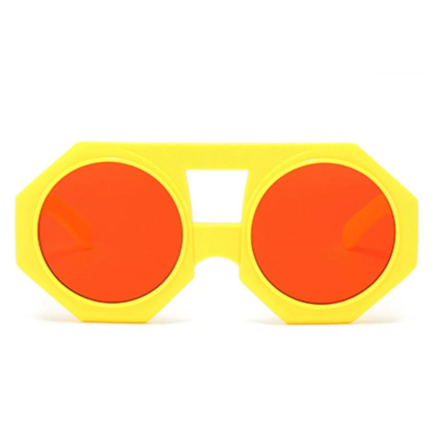 Sunglasses Yellow Geometric Chunky Round for Women