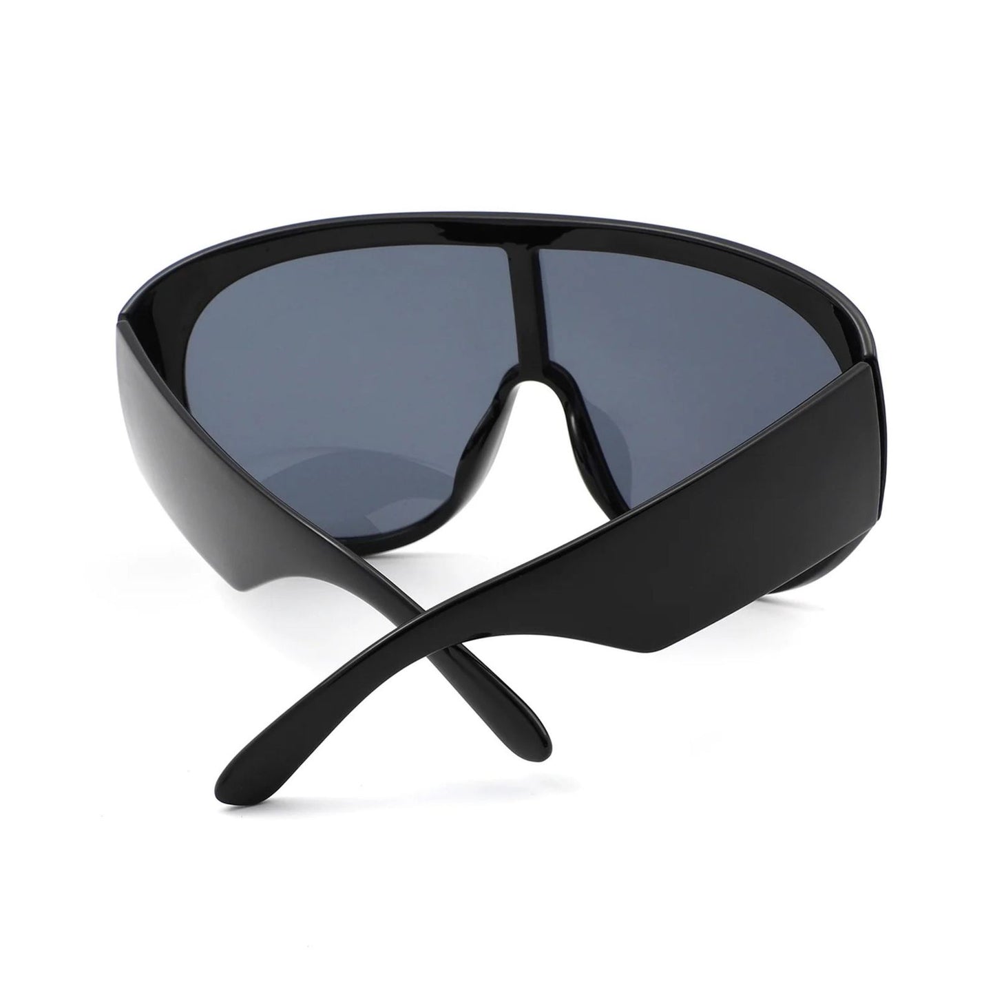 Sunglasses Black Retro Rounded Visor for Women