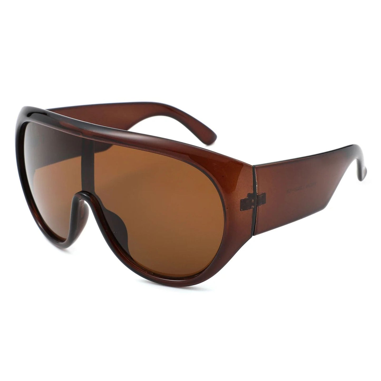 Sunglasses Brown Retro Rounded Visor for Women