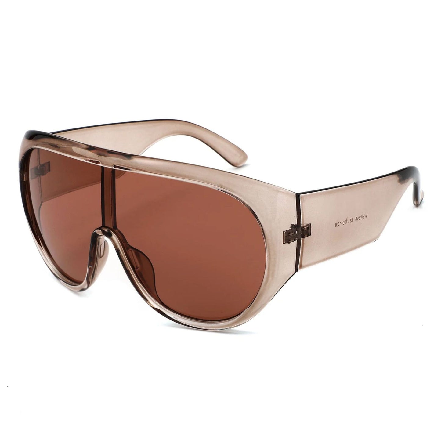 Sunglasses Gray Retro Rounded Visor Women