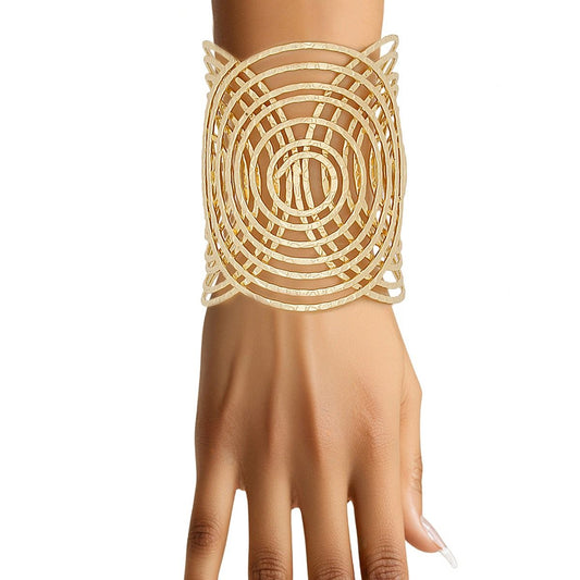 Cuff Gold Concentric Circle Sculpted Bracelet
