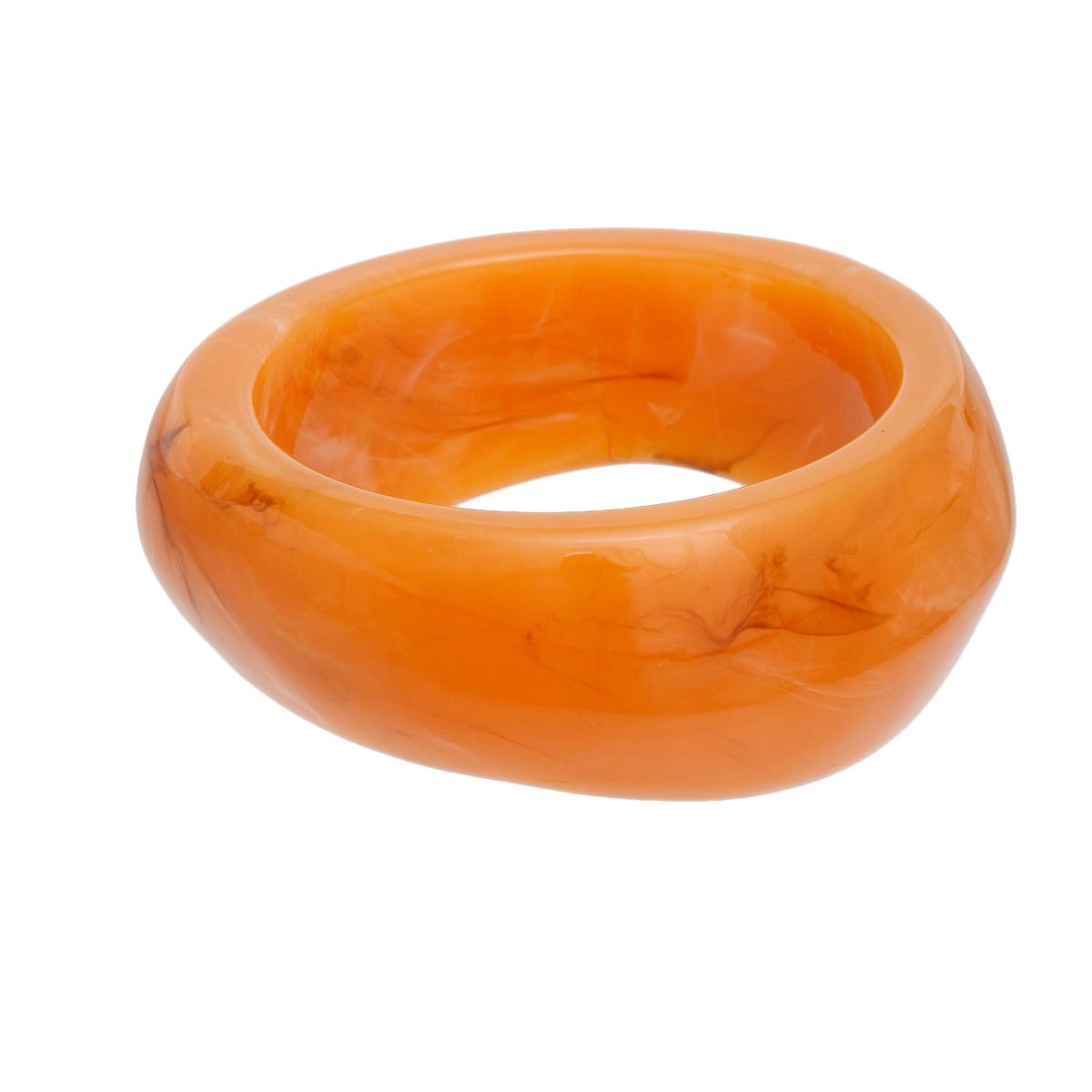 Bangle Orange Marbled Chunky Retro Resin Bracelet