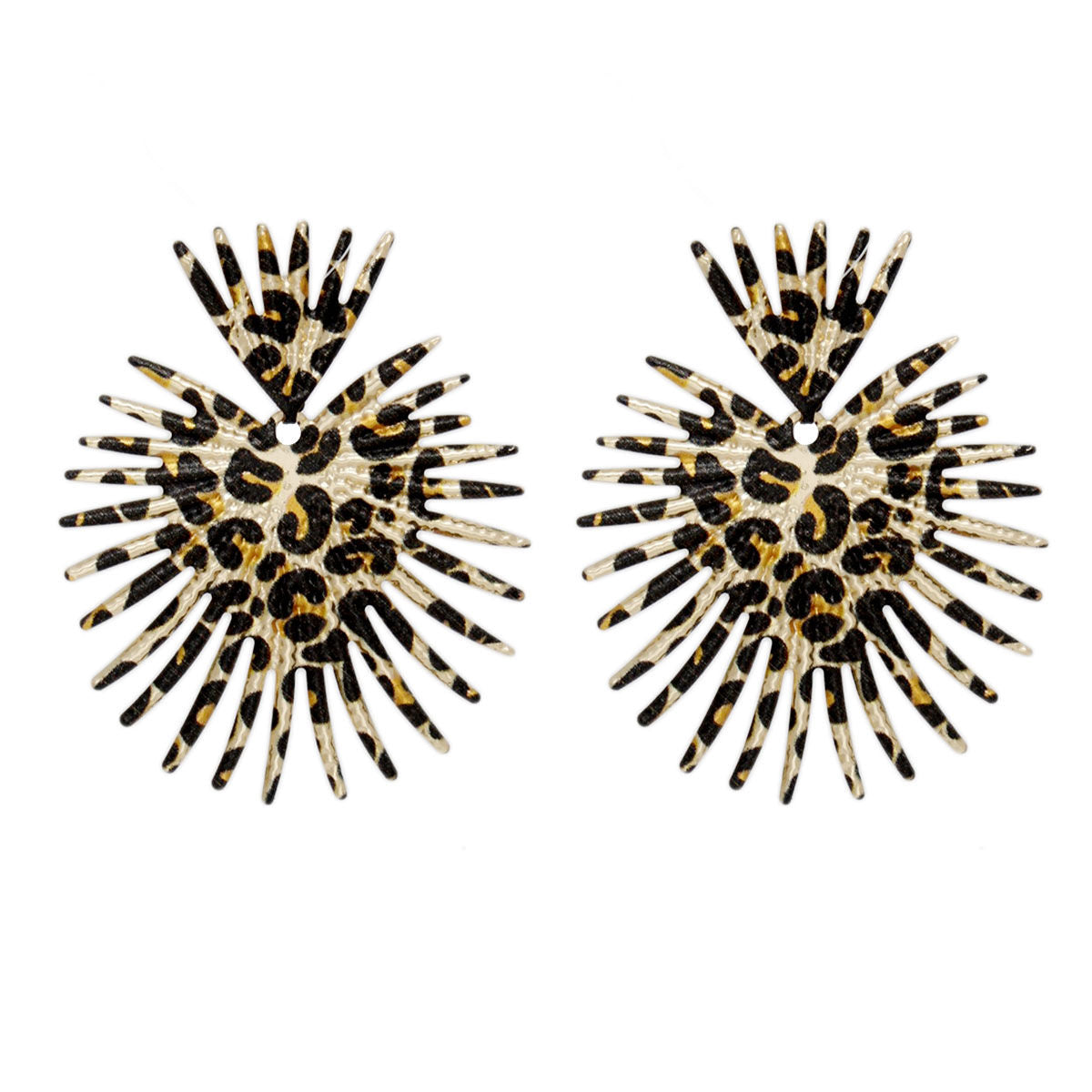 Drop Jungle Chic Leopard Spiked Fan Earrings