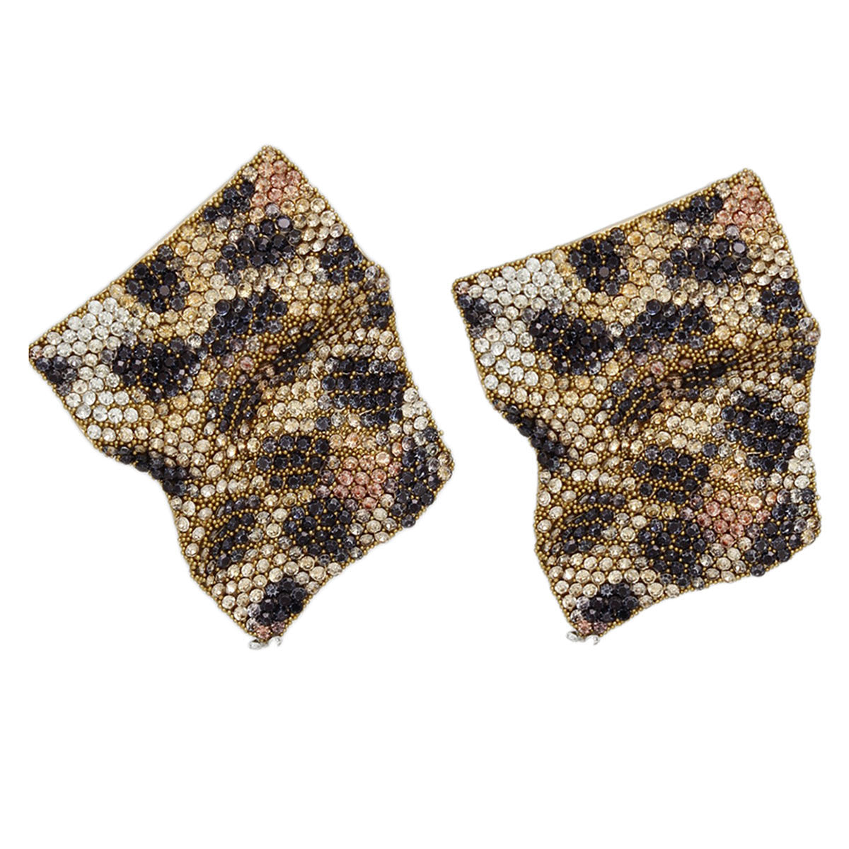 Stud Fierce Wild Leopard Encrusted Wavy Earrings