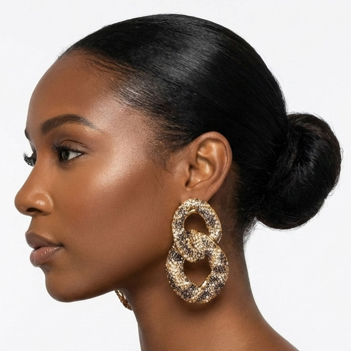 Dangle Wild Child Leopard Encrusted Chain Earrings