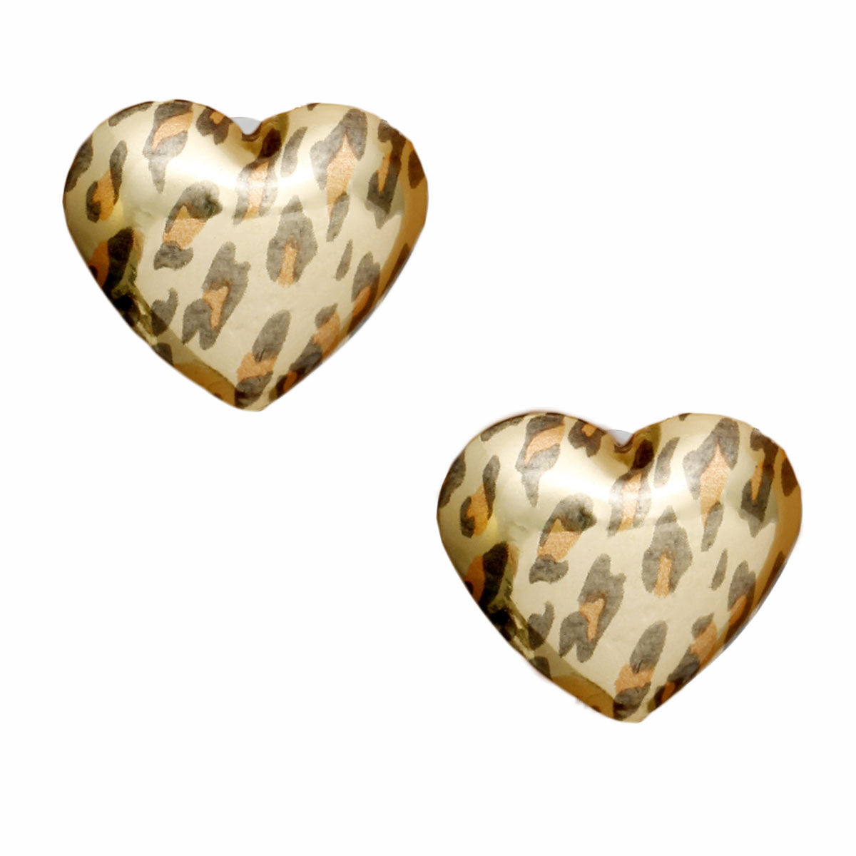 Stud Jungle Chic Puffed Heart Leopard Earrings
