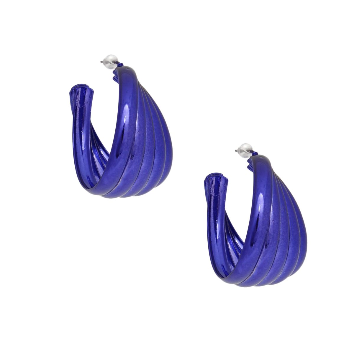 Hoop Dark Purple Wide Stacked Metal Earrings