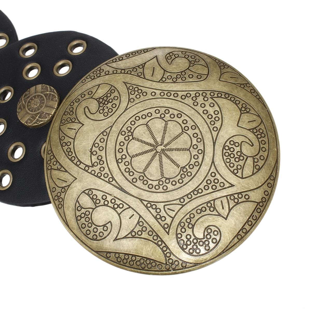 Western Belt Black Circular and Gold Cowboy Chic