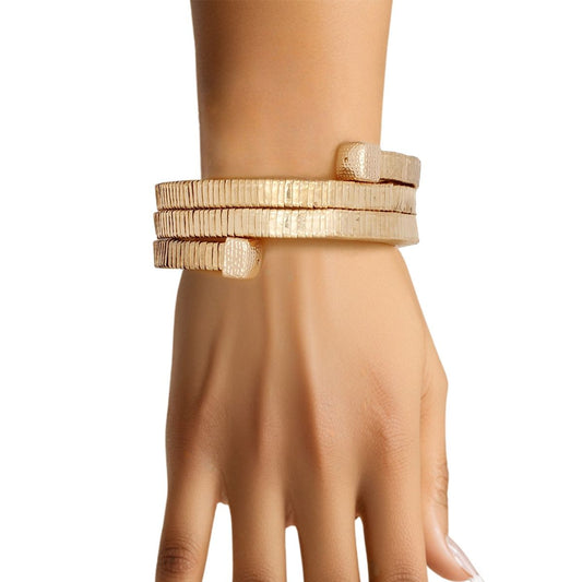 Bangle Gold Coiled Tubogas Style Spring Bracelet
