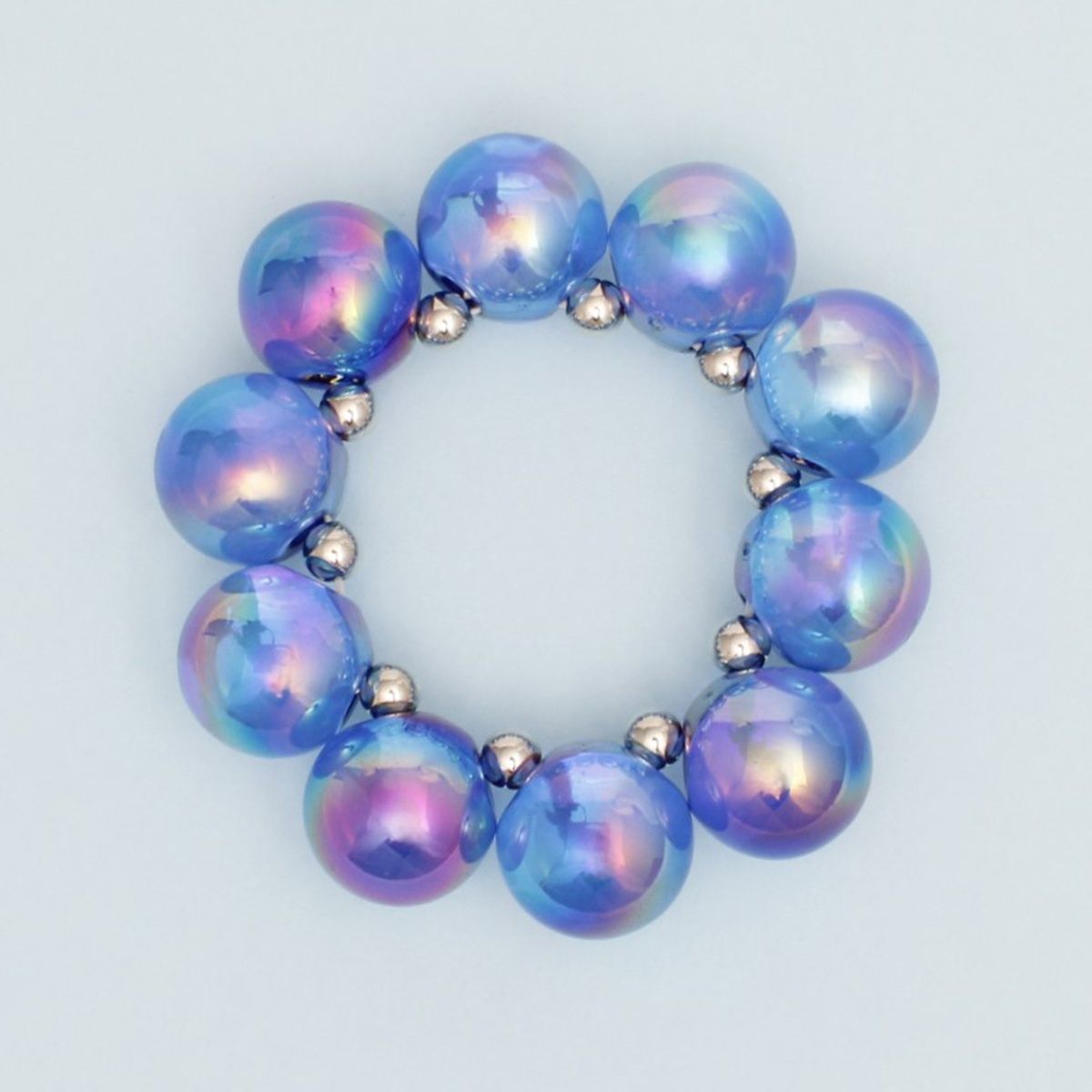 Bracelet Blue Iridescent Bubble Ball Bead