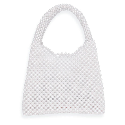 Top Handle Luxe Lady White Pearl Hollywood Handbag