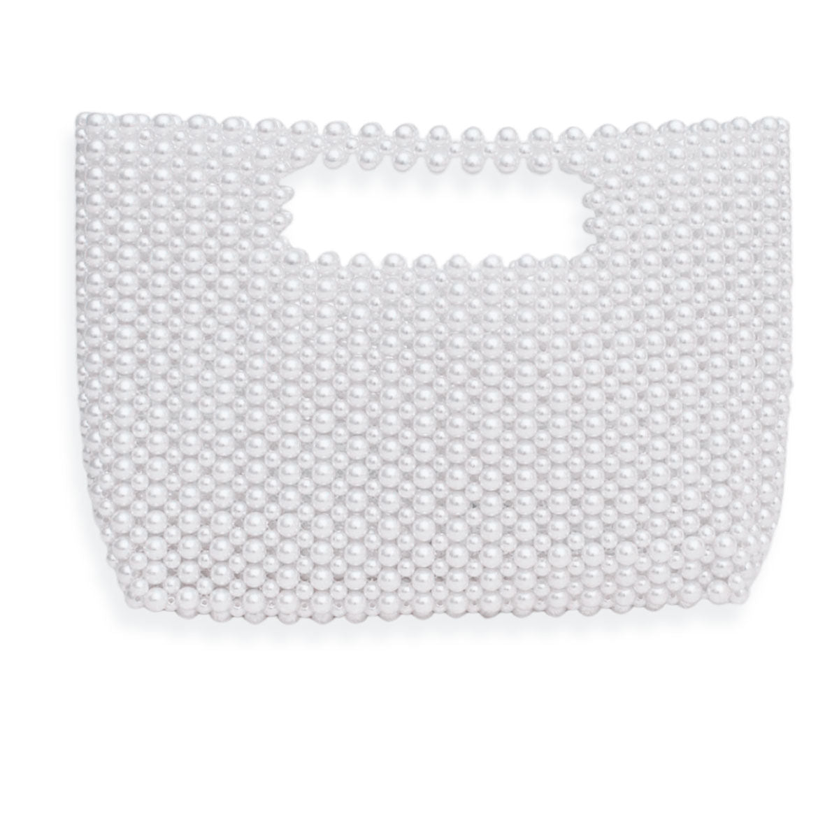 Clutch Vintage White Pearl Cut Out Handle Bag