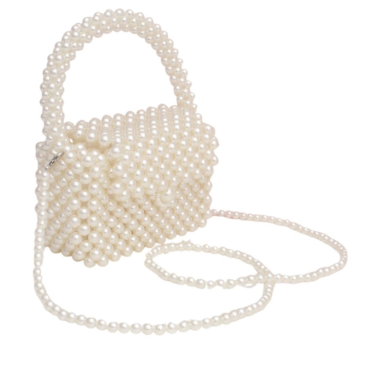 Top Handle Retro Luxe Cream Pearl Flap Handbag