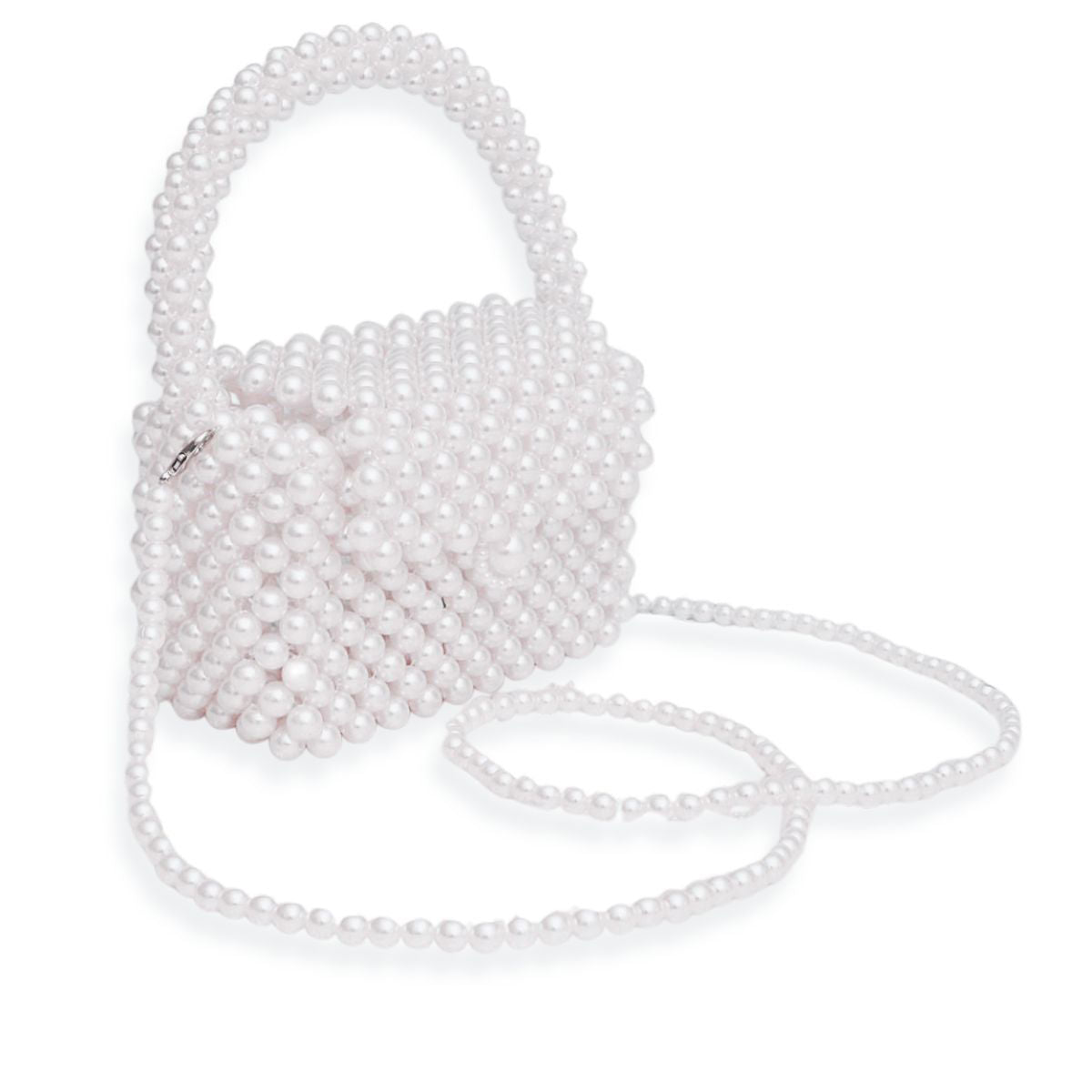 Top Handle Retro Luxe White Pearl Flap Handbag