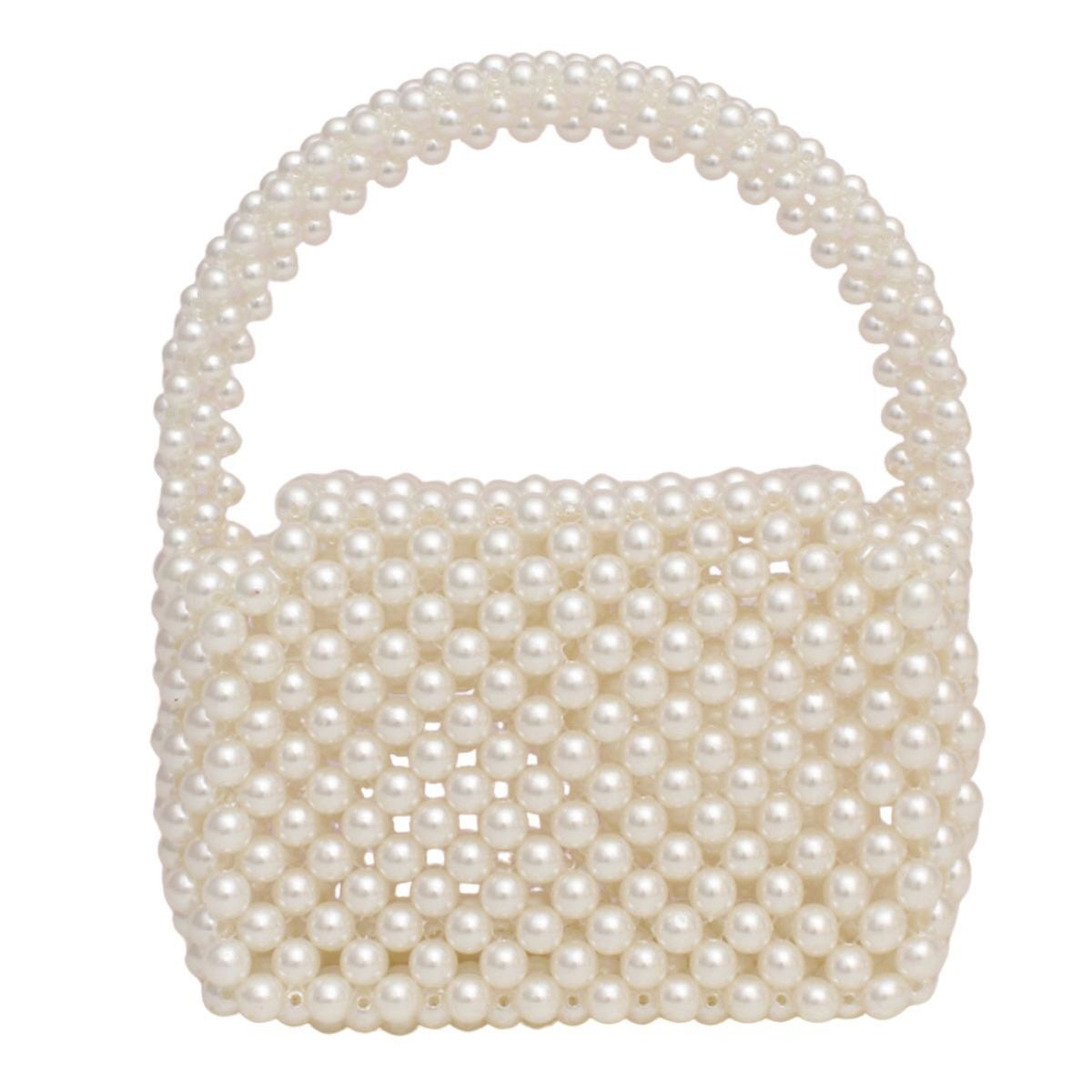 Top Handle Retro Luxe Cream Pearl Flap Handbag