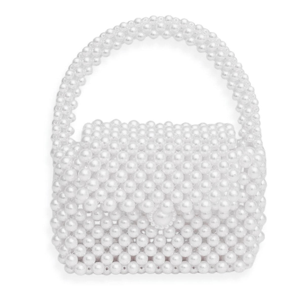 Top Handle Retro Luxe White Pearl Flap Handbag
