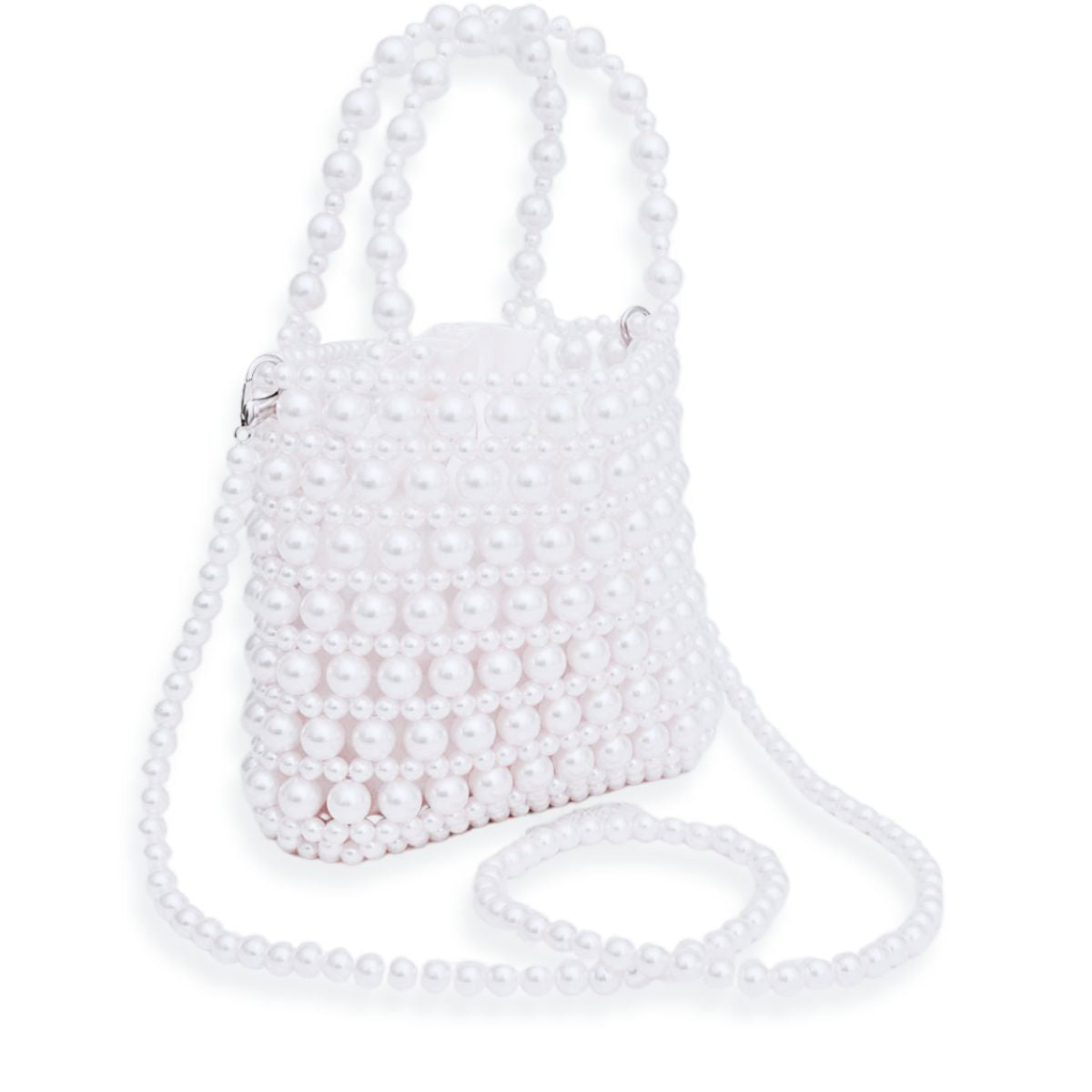Top Handle Vintage Woven White Pearl Crossbody Bag