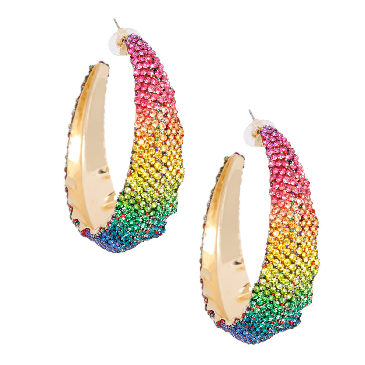 Hoops Rainbow Ombre Bling Earrings for Women
