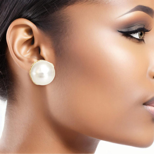 Clip On Cream Bubblegum Pearl Earrings for Women