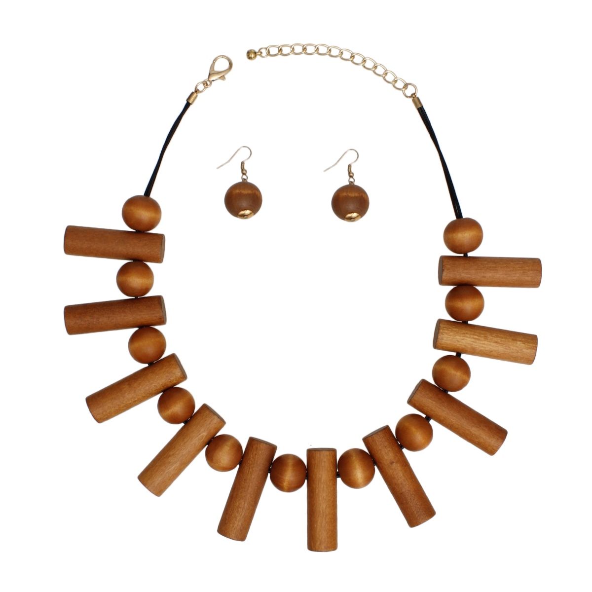 Collar Brown Wood Balanced Asymmetry Necklace