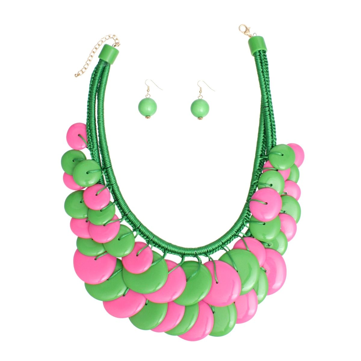 AKA Sorority Dramatic Long Cord Disc Necklace Set