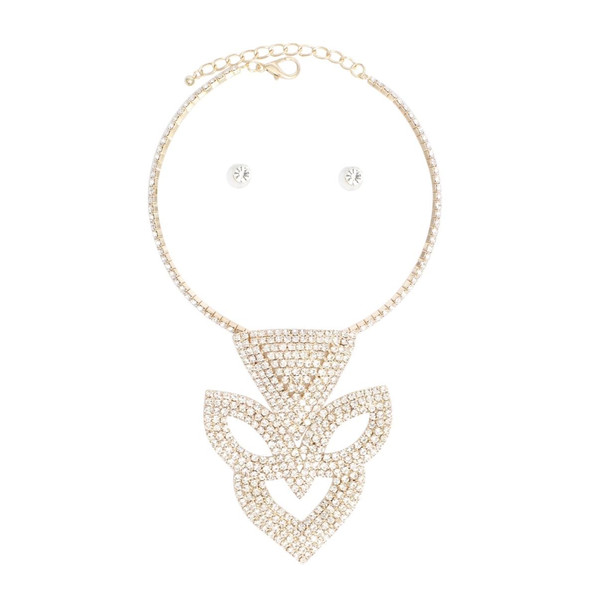 Choker Gold Brilliant Art Deco Pave Pendant Set