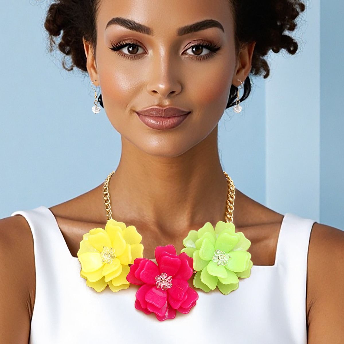 Collar Playful Petals Bright Color Flower Necklace