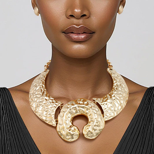 Bib Gold Warrior Chic Armor Horseshoe Necklace
