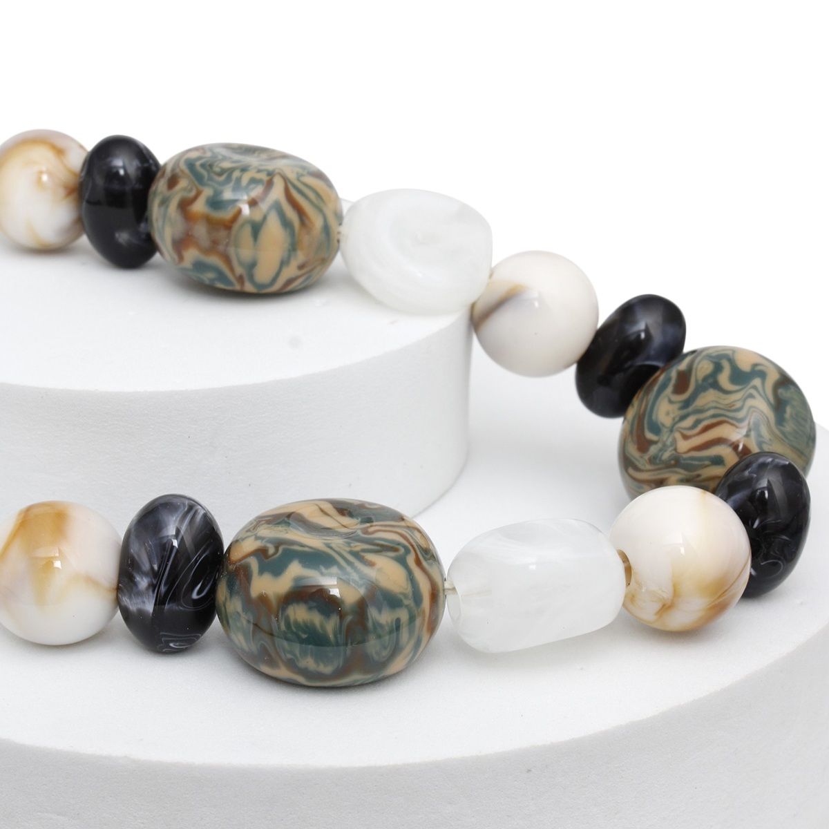 Beaded Black White Dreamy Oceanic Chunky Necklace