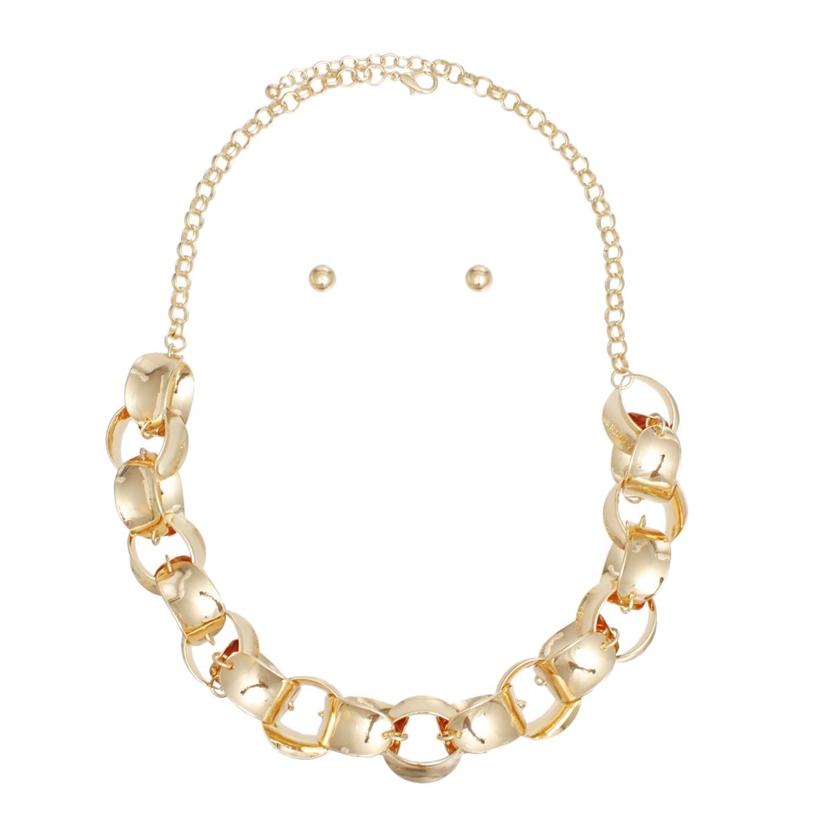 Chain Polished Gold Oval Link Long Necklace
