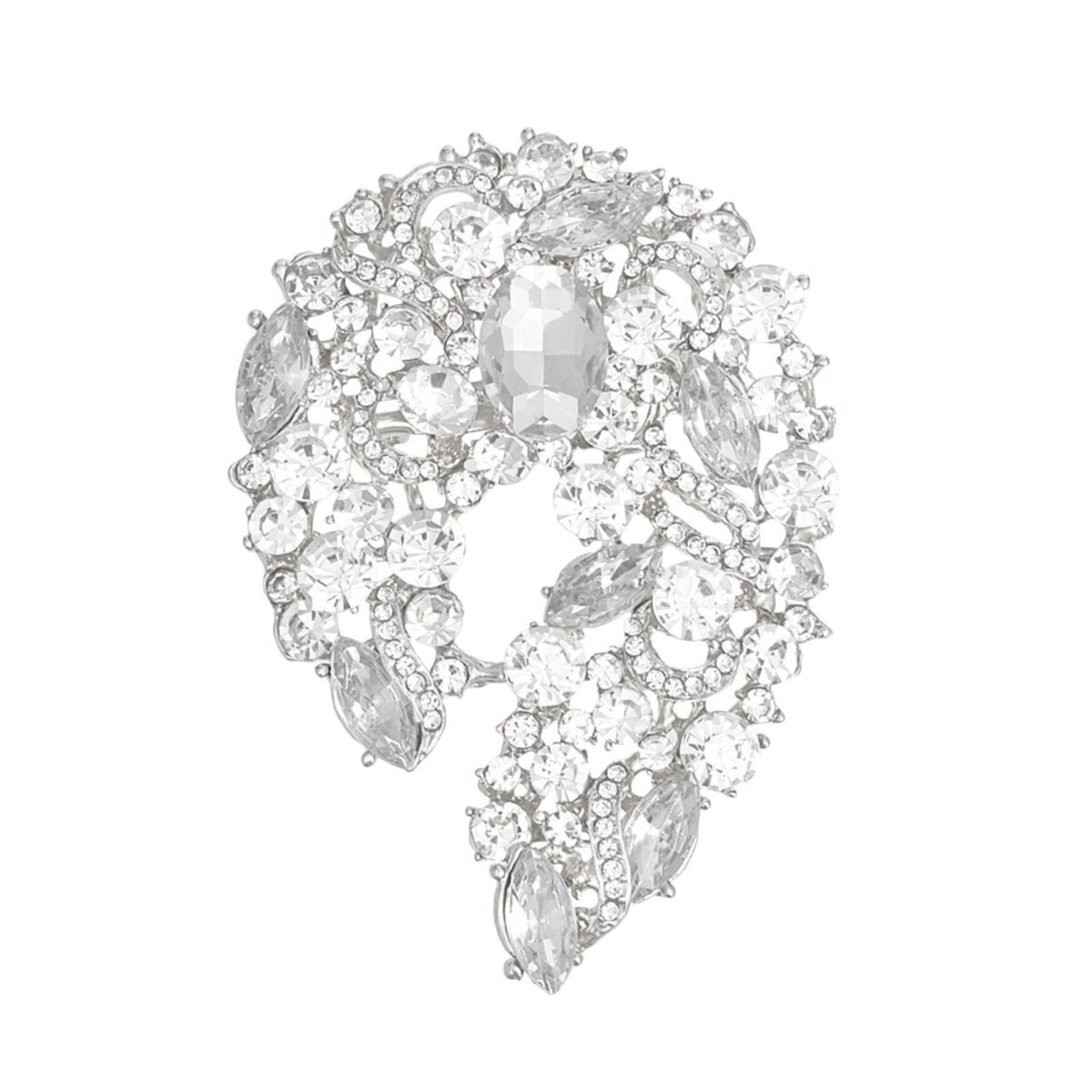 Brooch Silver Vintage Luxury Glass Rhinestone Pin