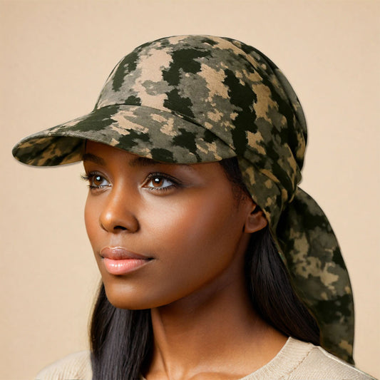 Scarf Baseball Cap Camouflage Print Hat for Women