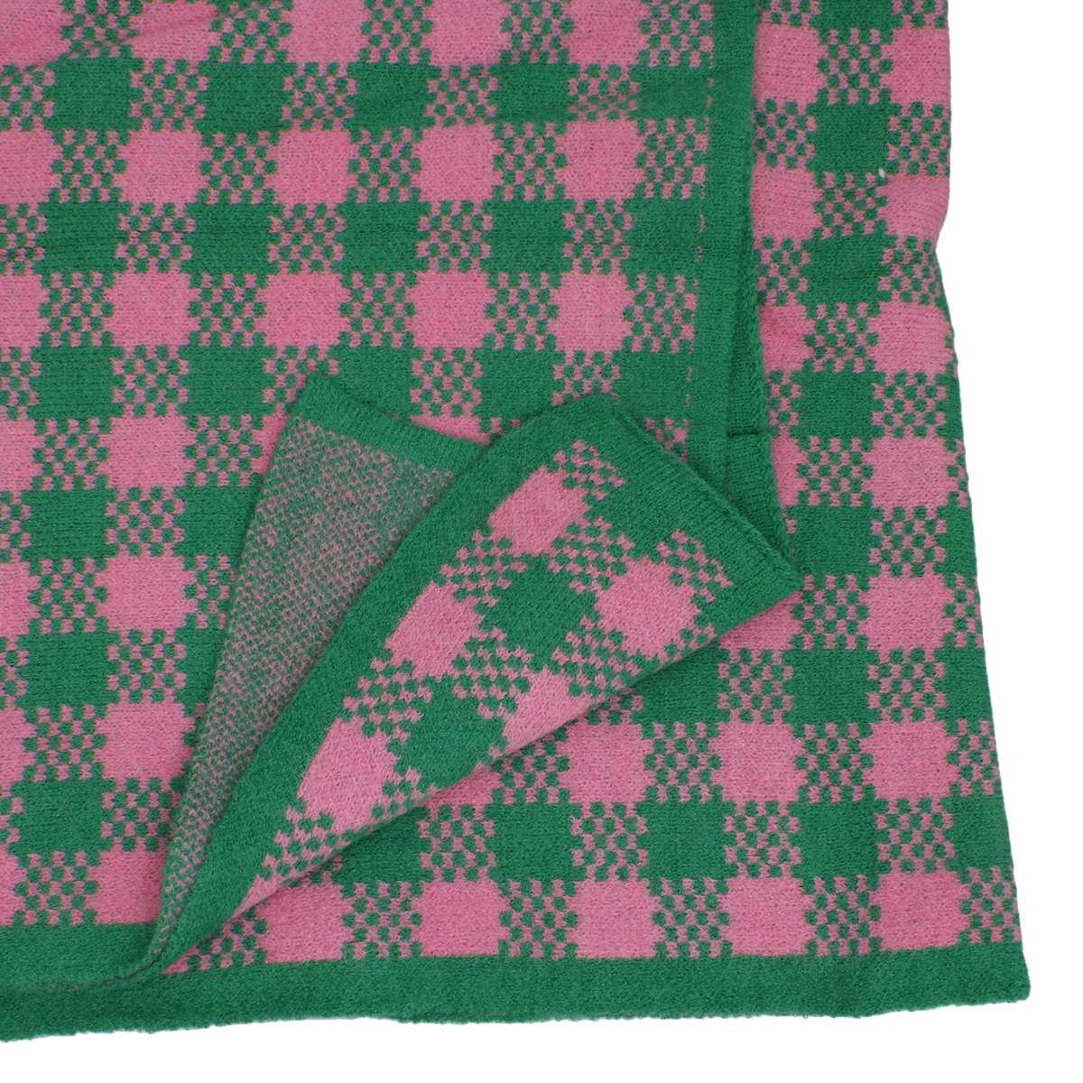 AKA Sorority Pink Green Checkerboard Knit Poncho