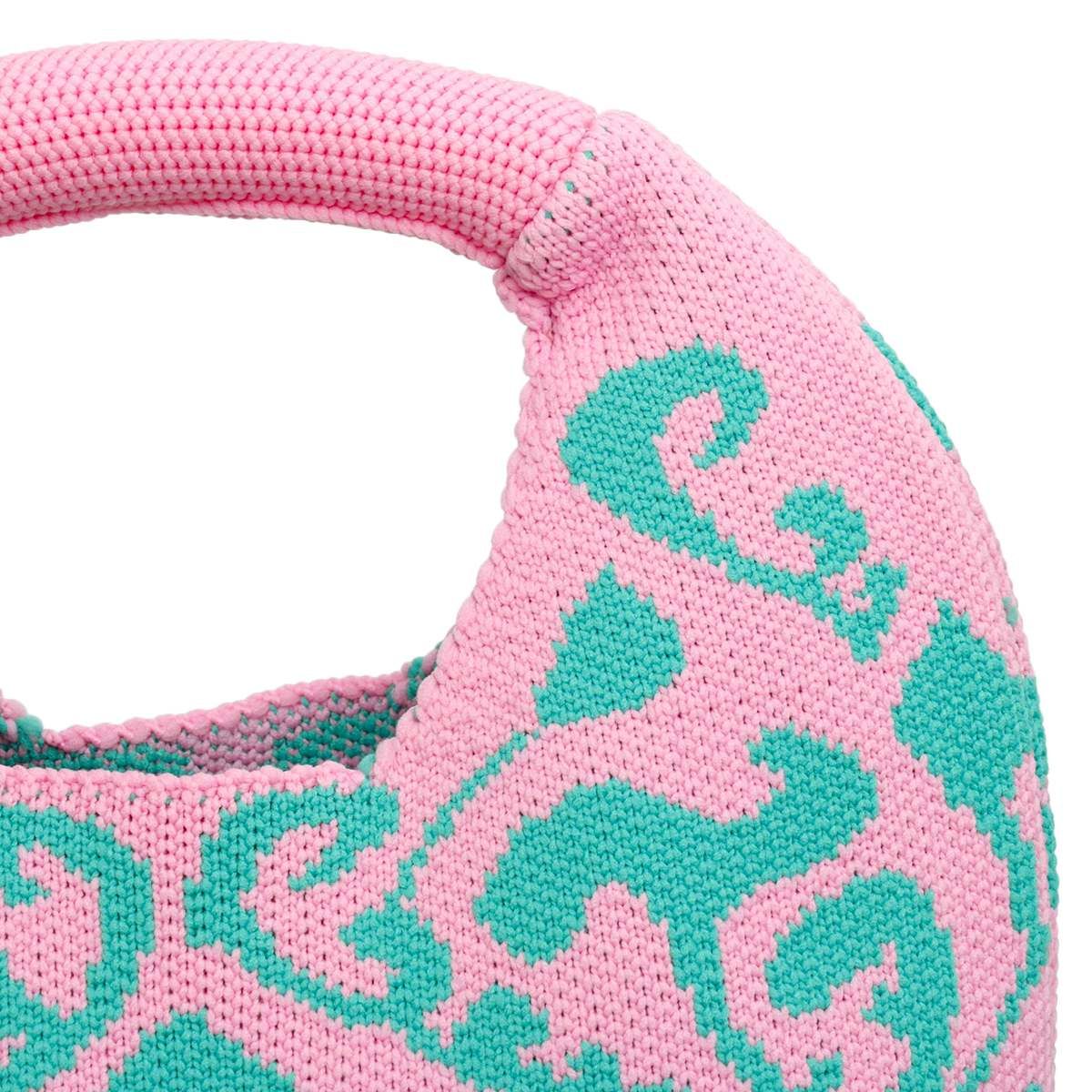 AKA Clutch Pink and Green Knit Top Handle Handbag