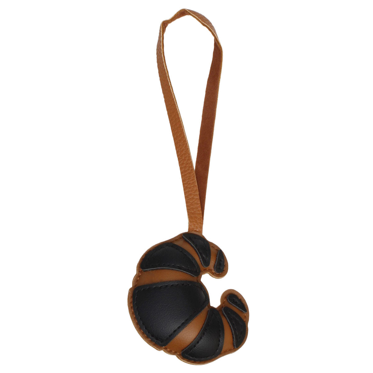 Bag Charm Black Leather Croissant Bag Accessory