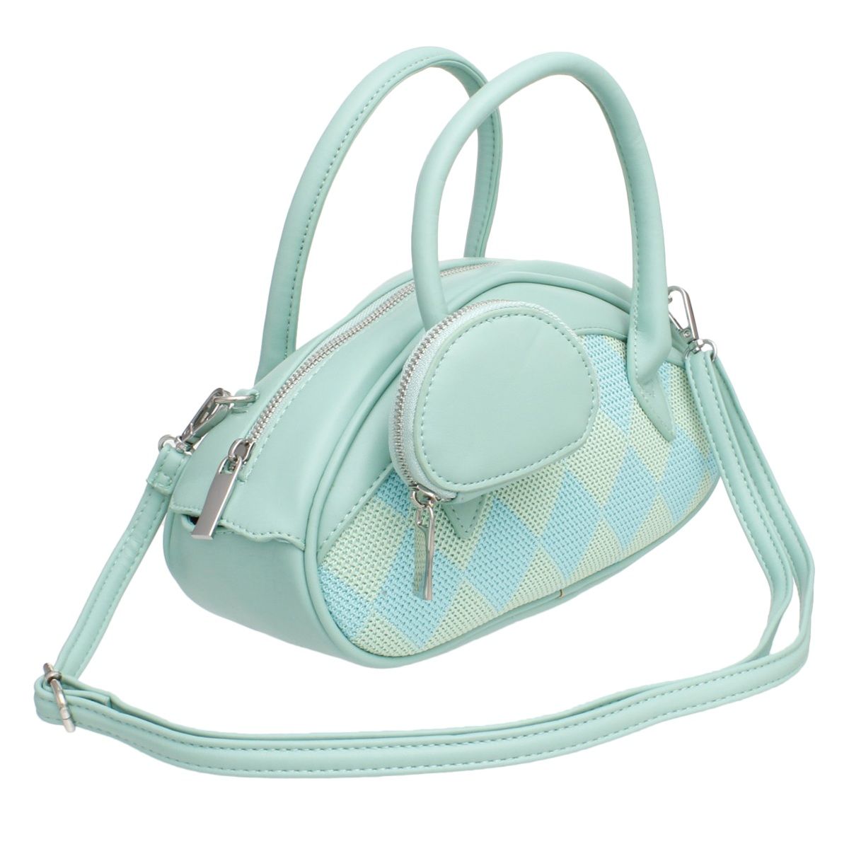 Top Handle Mint Harlequin Oval Detail Handbag Set