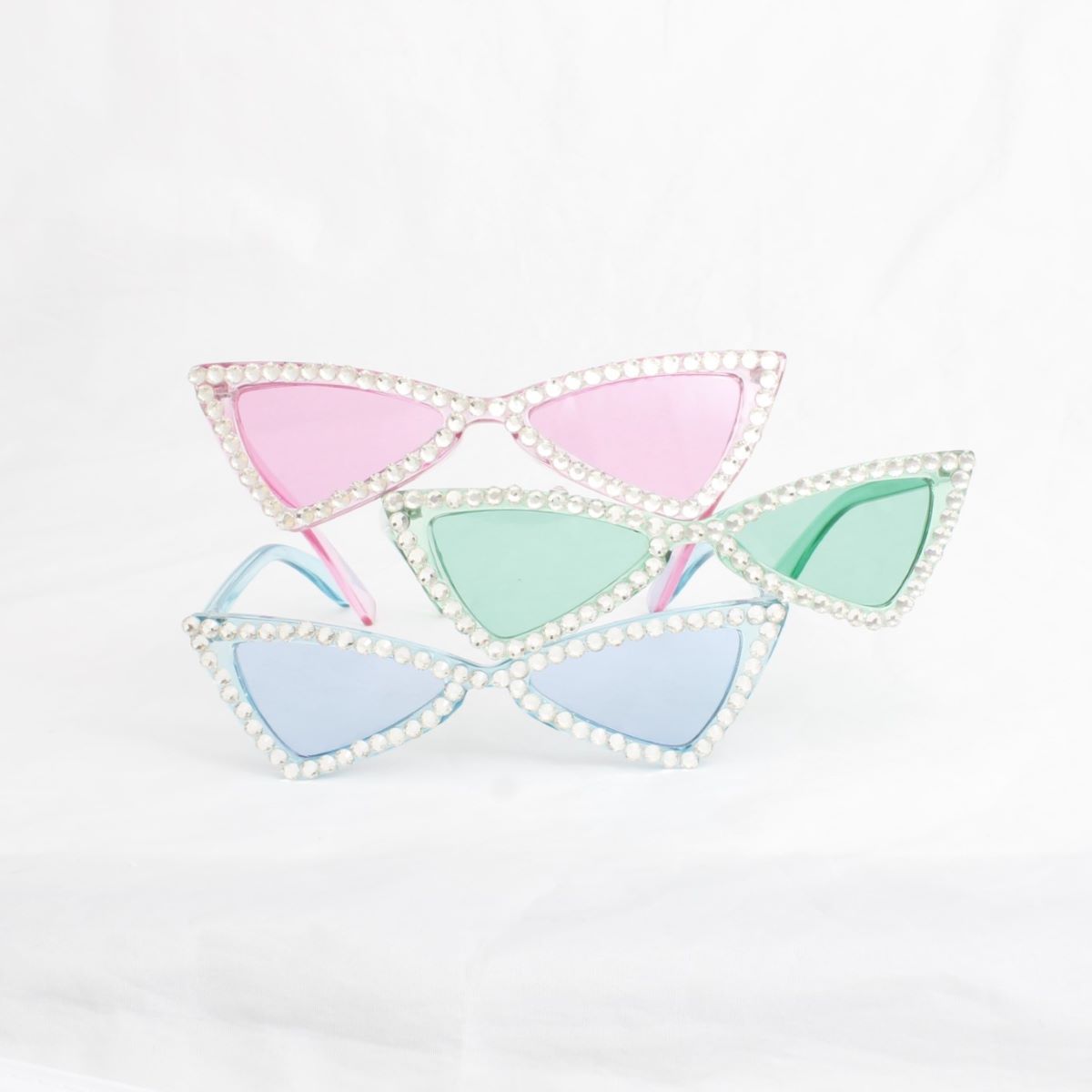 Sunglasses Green Cat Eye Rhinestone Retro Eyewear