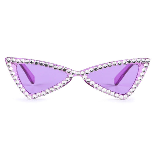 Sunglasses Purple Cat Eye Rhinestone Retro Eyewear