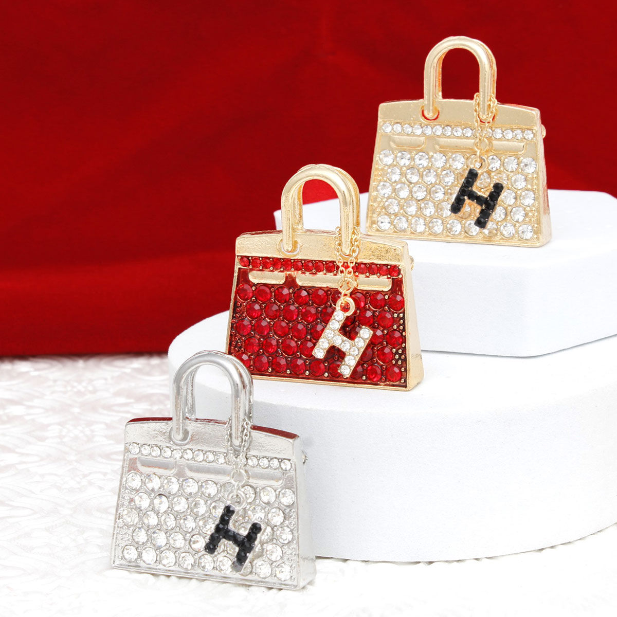 Brooch Red Mini Iconic Handbag Parisian Pin