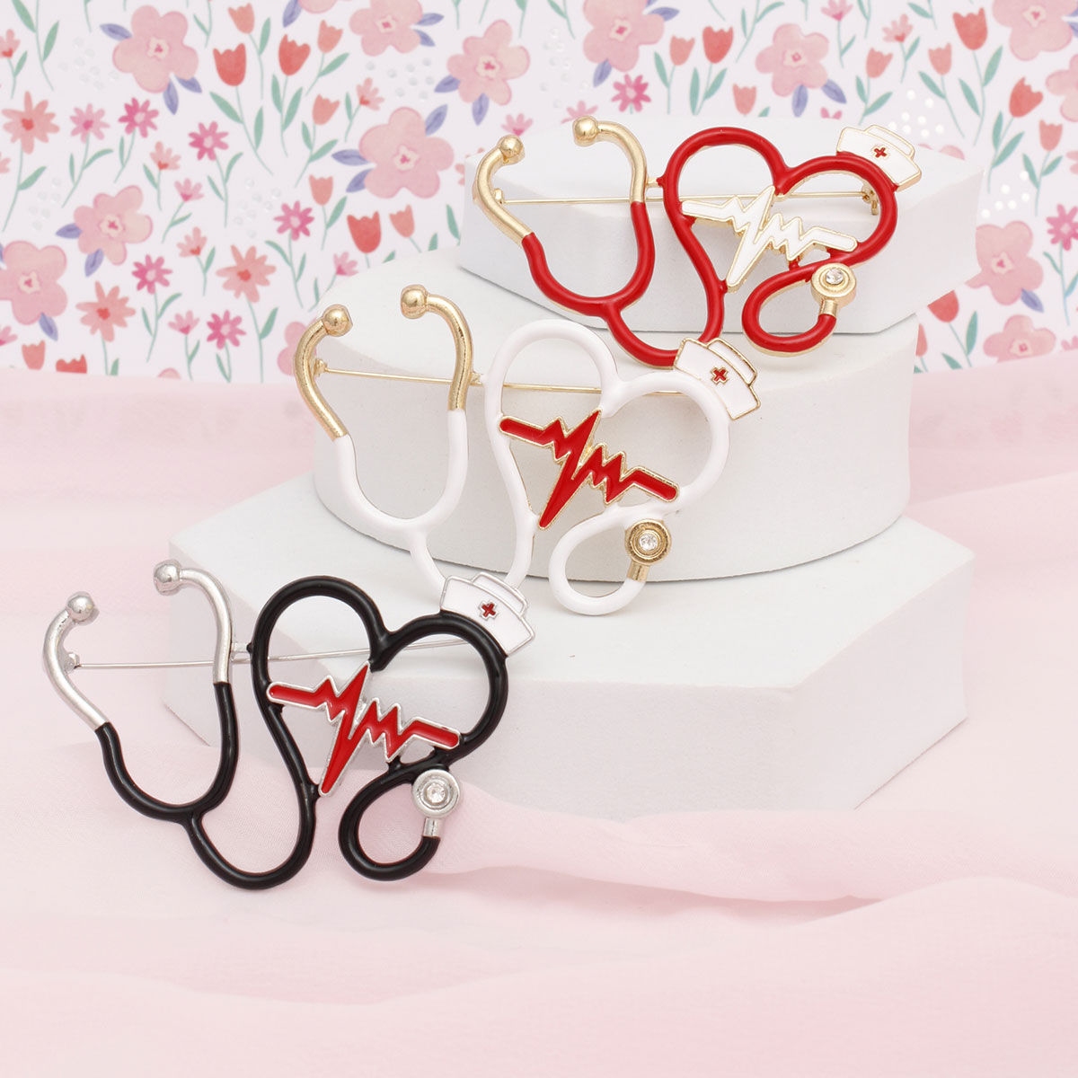 Brooch White Nurse Medical Stethoscope Pin