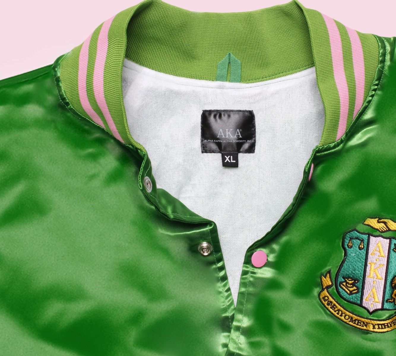 AKA Greek Apparel XL Cropped Satin Varsity Jacket