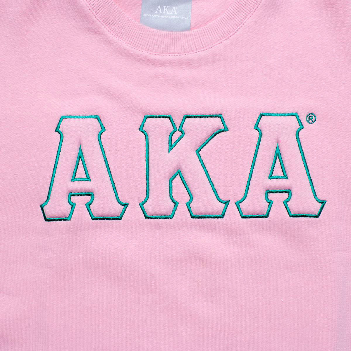 AKA Greek Gear L Pink Embroidered Crew Sweatshirt