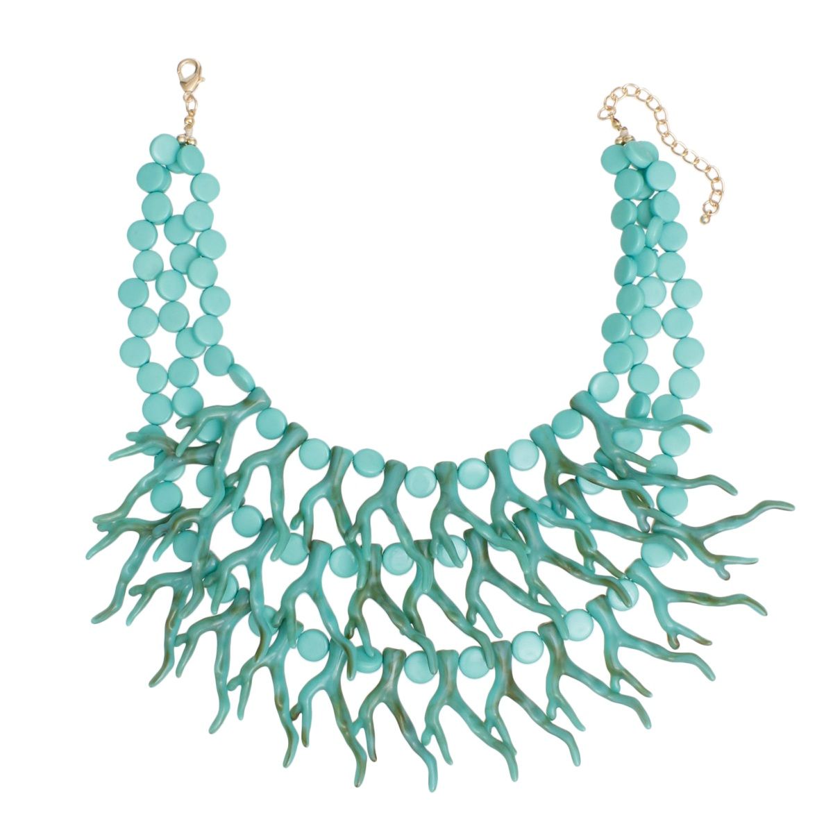 Bib Turquoise Coral Coastal Chic Necklace Women
