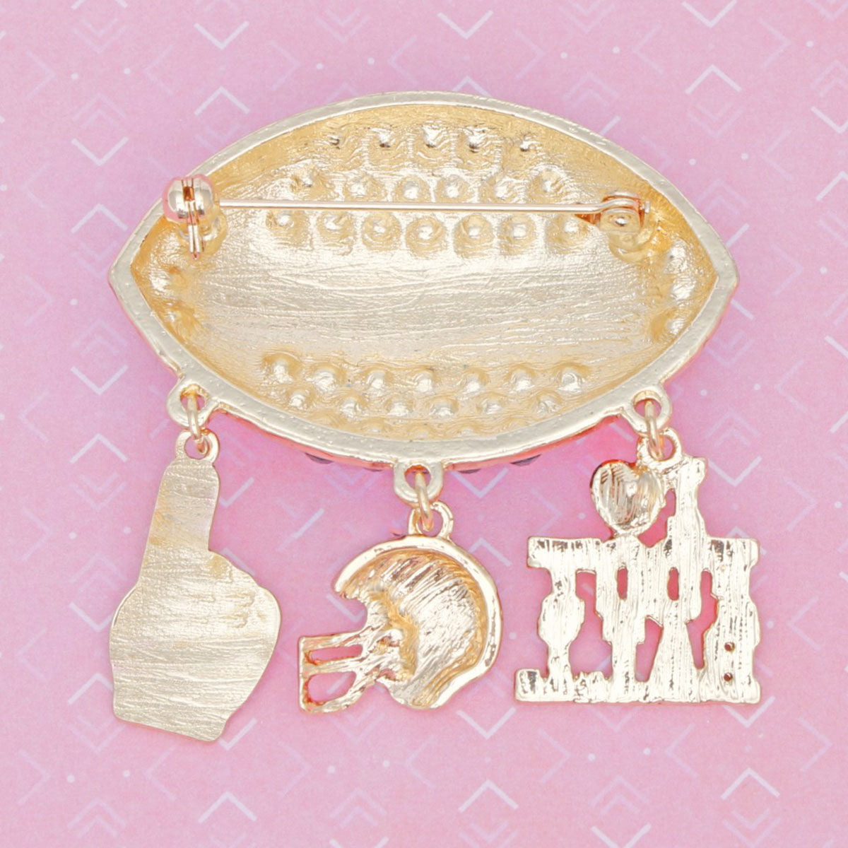 Brooch Football Team Spirit Navy and Orange Pin