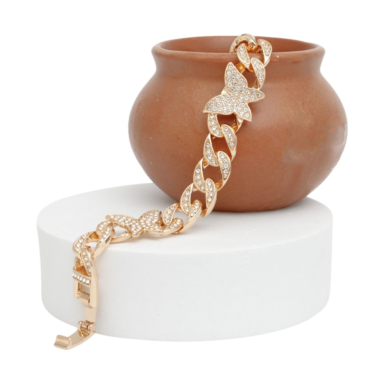 Chain Feminine Flair Iced Gold Butterfly Bracelet